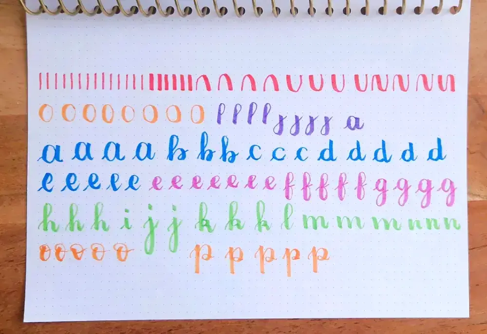 lignes de lettres cursives en lettering