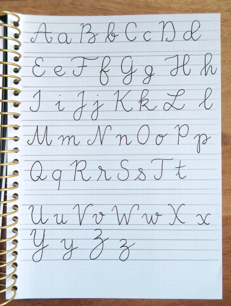 alphabet en lettres cursives majuscules et minuscules